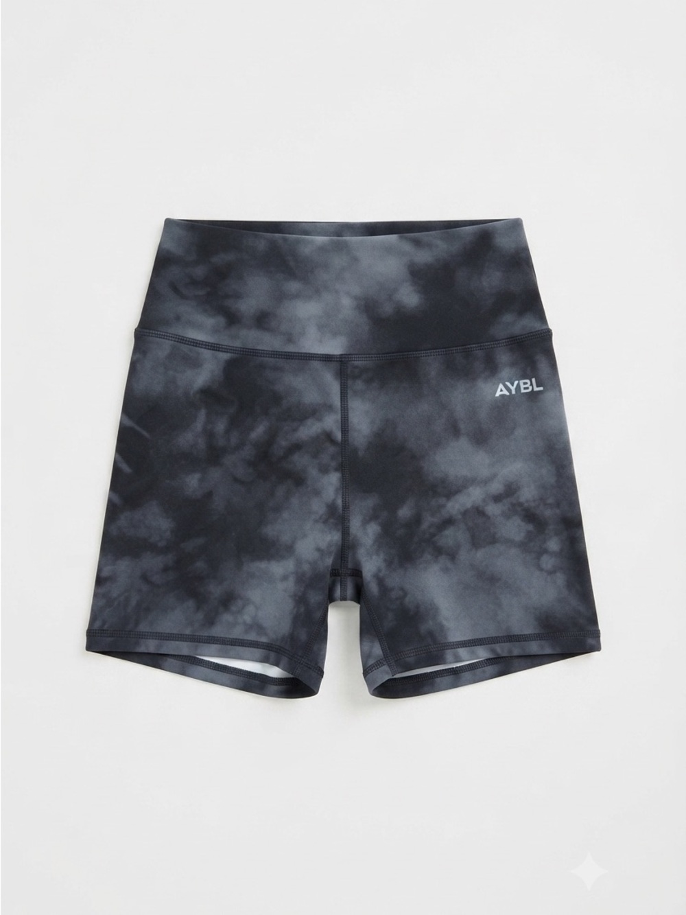 AYBL Charcoal Tie-Dye High Waisted Athletic Bike Gym Shorts | XS